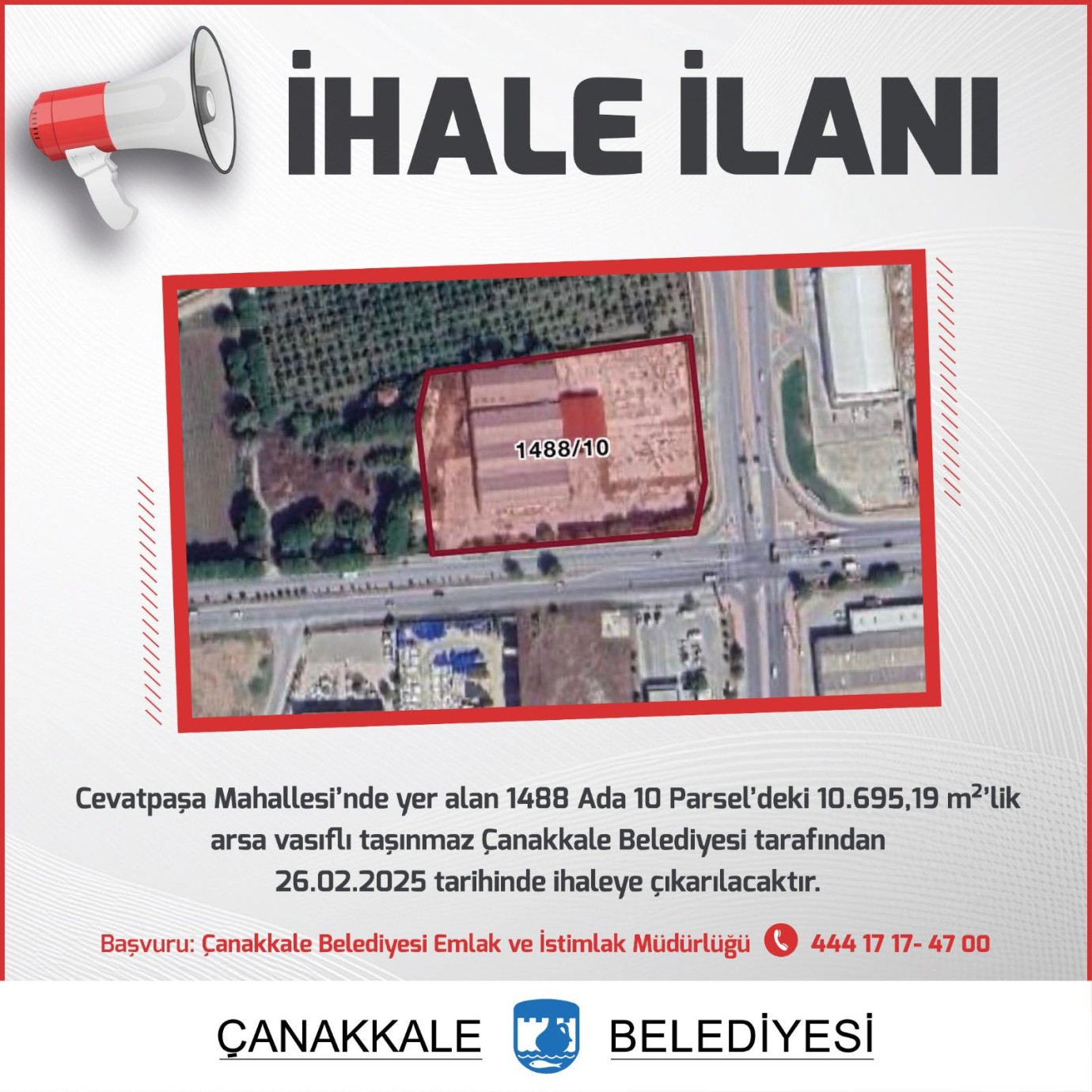 Çanakkale Belediyesi 10 dönümlük arsa satacak