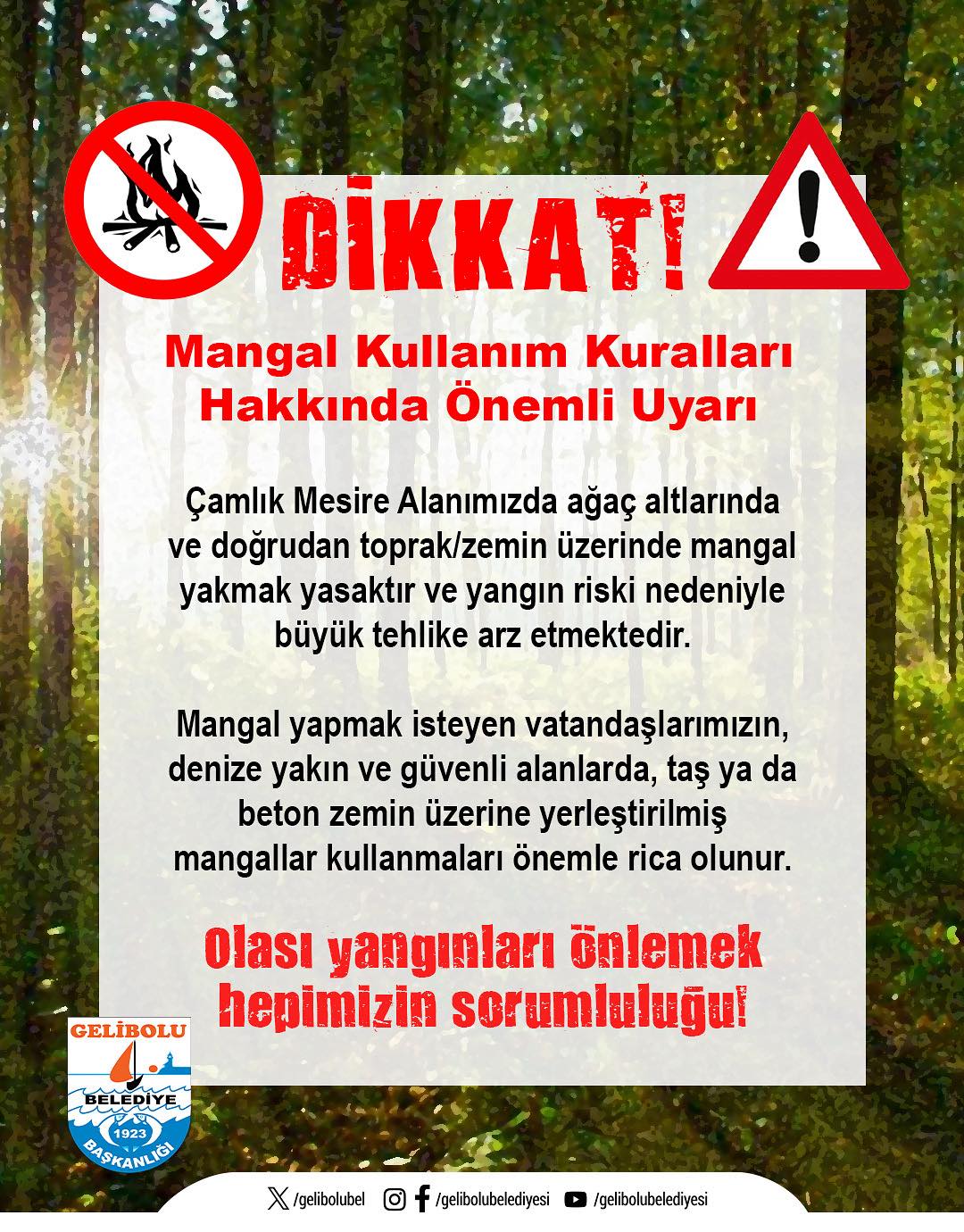 Yangın riskine karşı Çamlık'ta mangal yasağı