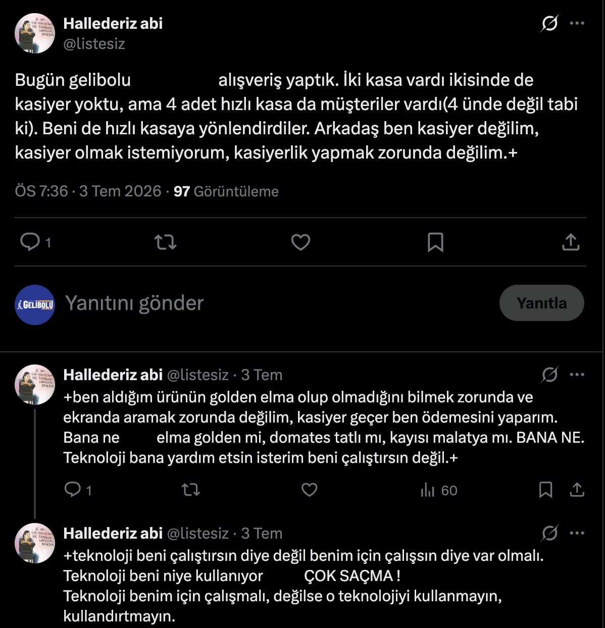 Gelibolu'da markette “Hızlı Kasa” tepkisi!