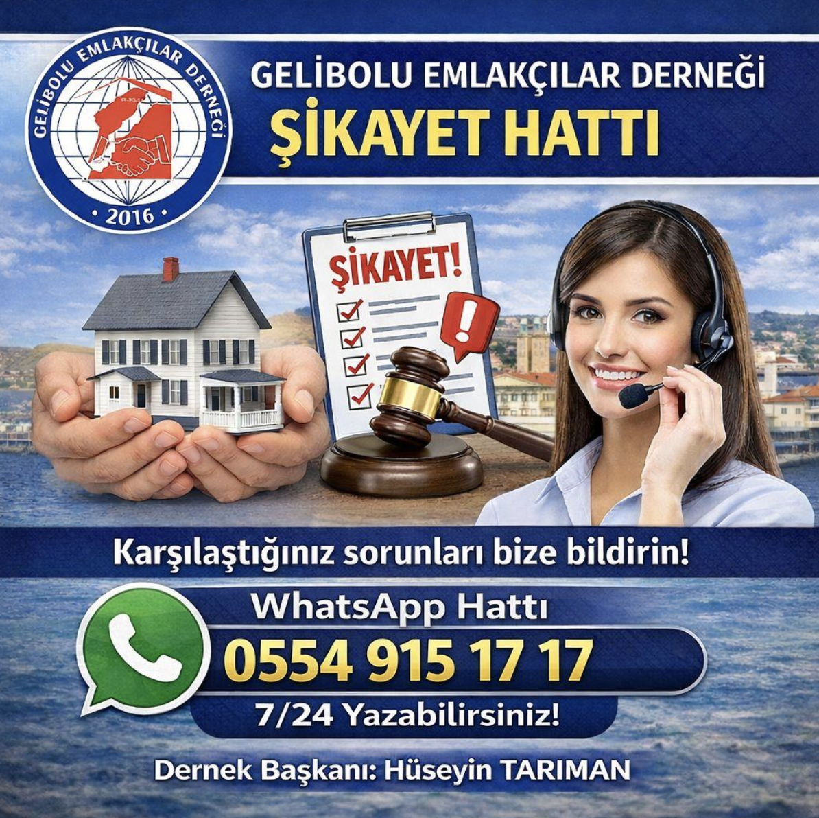 Gelibolu Emlakçılar Derneği, Şikayet ve Bildirim Hattını hizmete açtı