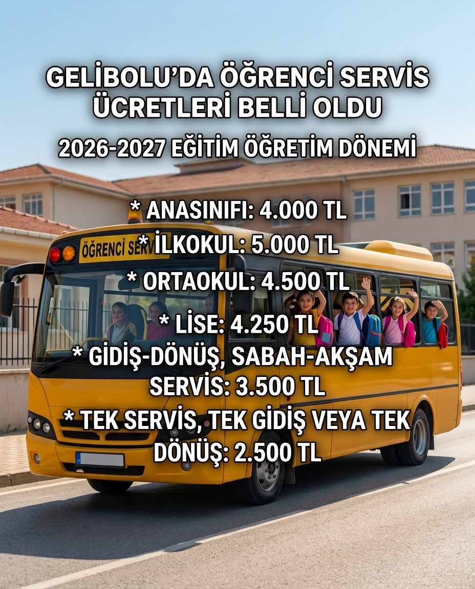 Gelibolu’da öğrenci servis ücretleri belli oldu