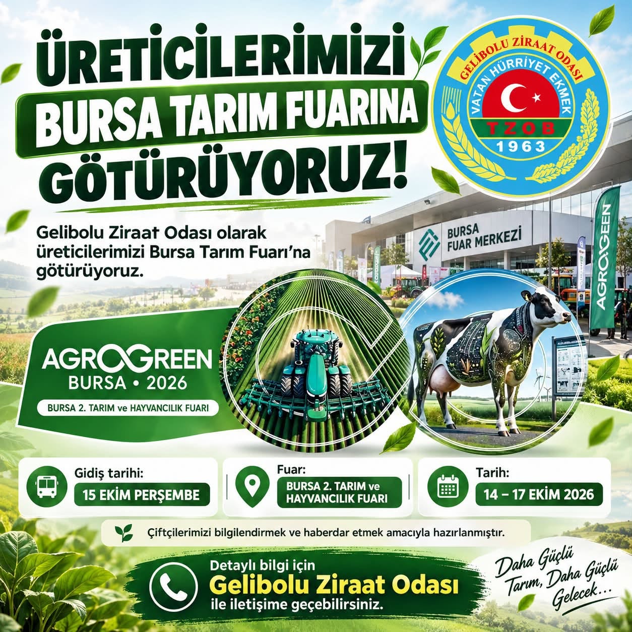 Gelibolulu çiftçiler Bursa Tarım ve Hayvancılık Fuarı’na gidiyor