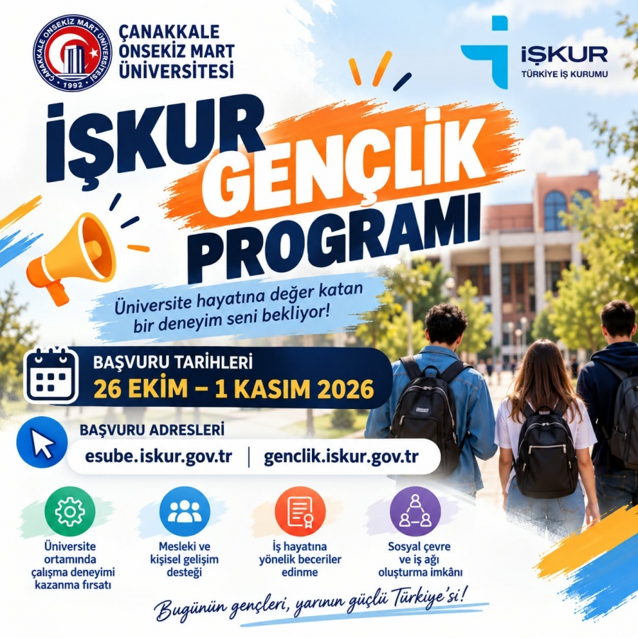 ÇOMÜ’de İŞKUR Gençlik Programı başvuruları 26 Ekim’de başlıyor