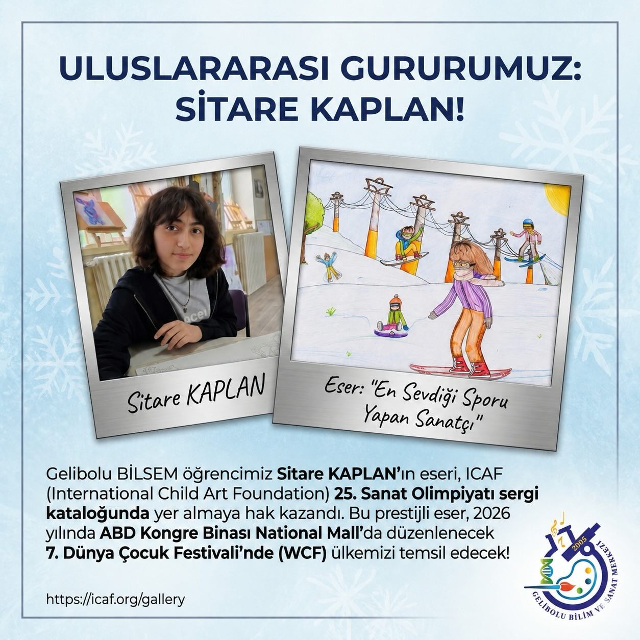 Gelibolu BİLSEM öğrencisi eseriyle dünya sahnesinde