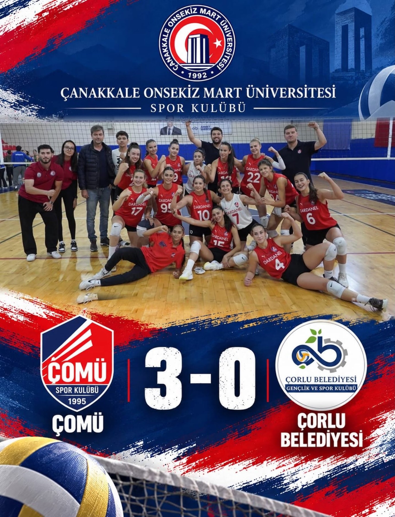 ÇOMÜ kadın voleybol takımından 3-0’lık galibiyet
