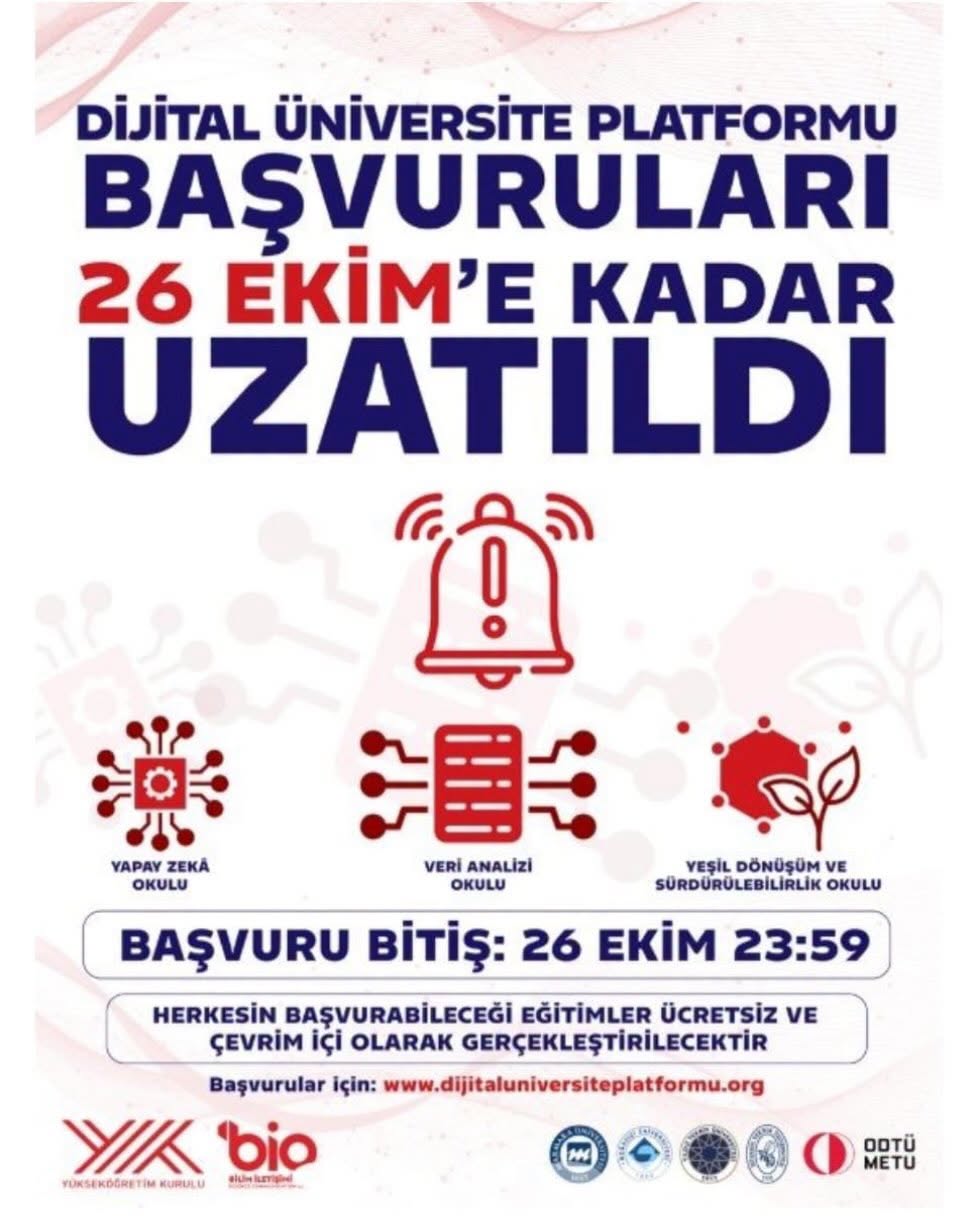 Dijital Üniversite Platformu başvuruları 26 Ekim’e uzatıldı