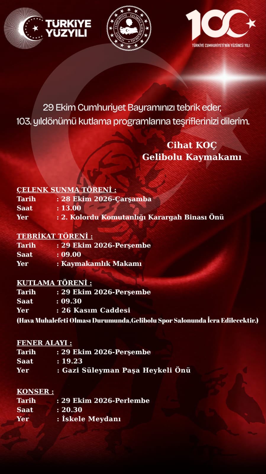 Gelibolu’da 29 Ekim coşkusu dolu dolu yaşanacak